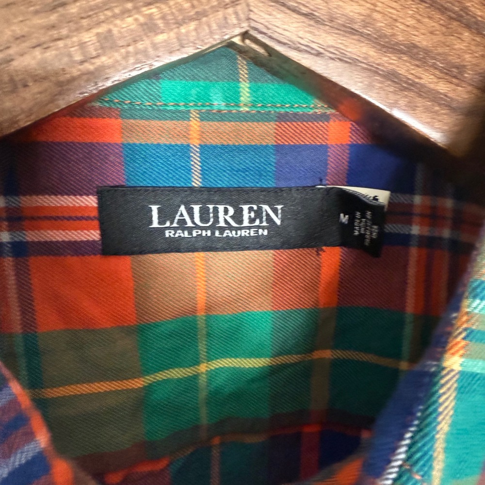 Lauren Ralph Lauren Vibrant Plaid Cotton Twill Button Down Shirt Medium - Picture 9 of 10